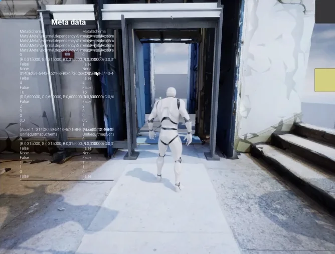 A walkthrough inside a digital twin we built — a figure moving through the captured building with its asset metadata overlaid